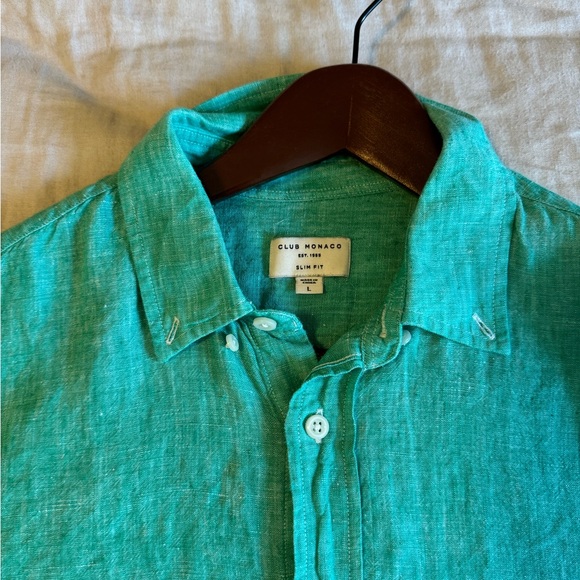 Club Monaco Men’s Large Slim Fit Linen Long Sleeve Shirt - Picture 7 of 7